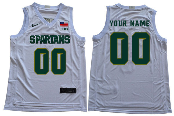 Custom Michigan State Spartans Name And Number College Basketball Jerseys Stitched-White